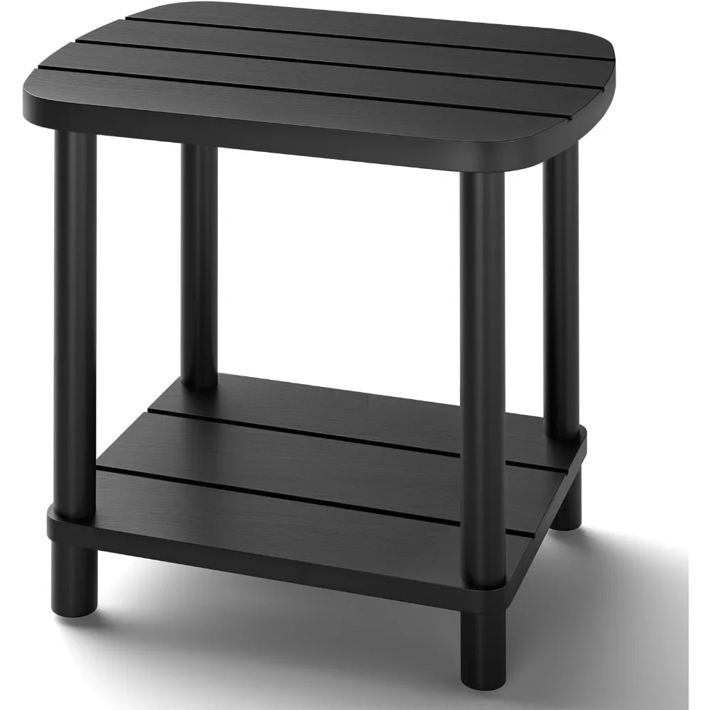 

2-Tier Bamboo Outdoor Coffee Table, Weather Resistant for Patio, Pool, and Backyard