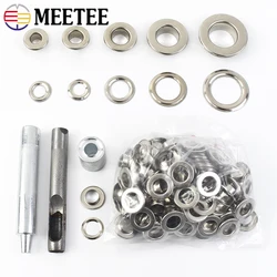 100Sets Meetee 4-10mm Metal Eyelets Buckles with Installer Die Punch Tool 3Colors DIY Bags Belt Leather Craft Grommet Material