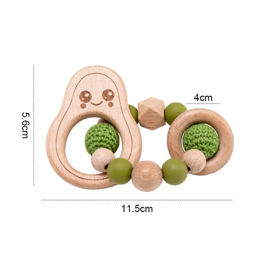 Dummy Clips Pacifier Holder Clips Avocado Soother Holder Baby Pacifier Chain Non-toxic Wood Baby Teether Toys Straps Baby