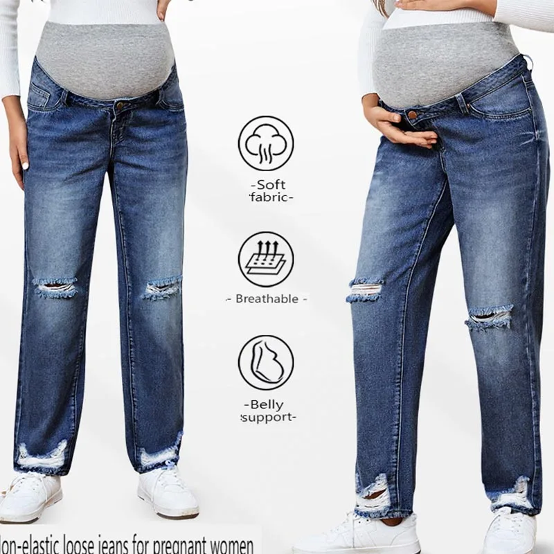 

Maternity jeans Abdominal Pants Maternity Pants For Pregnant Women Clothes High Waist Trousers Loose Denim Jeans