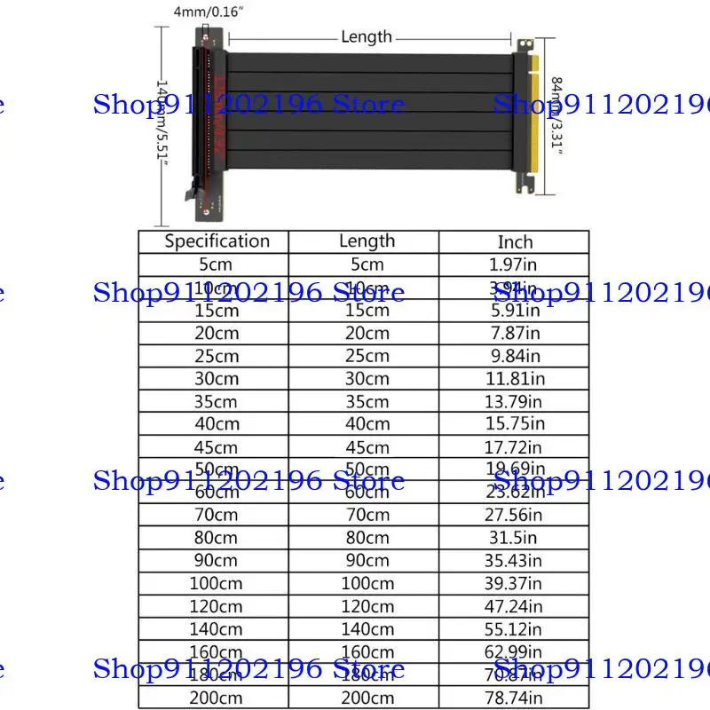 P82A PCIE 16x Card Card Card Cable PCI-E لـ Express X16 Riser Card #6