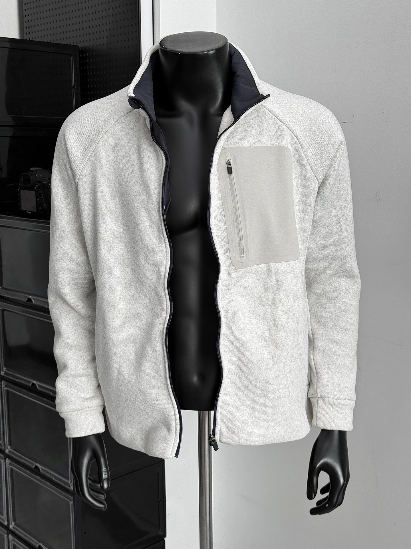 

Men's And Women's Fce Lined Zipper Knitted Cardigan Jaet Heavyweight American Sle Warm Inner Wear Base Layer irt