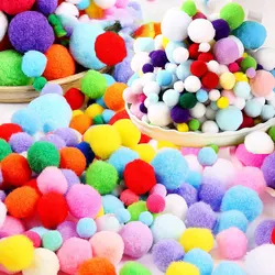 50-300Pcs 0.8-3cm Mixed Pom Poms Craft Mini Small Pompom Fur Balls Elastic Fuzzy Pompoms for Kid Creative Toys DIY Craft Decor
