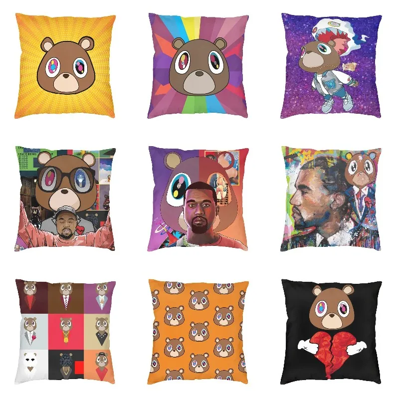 Fashion Kanye West Ye Bear Cushion Covers 40x40cm Polyester Throw Pillow Case for Sofa Square Pillowcase Living Room Decoration