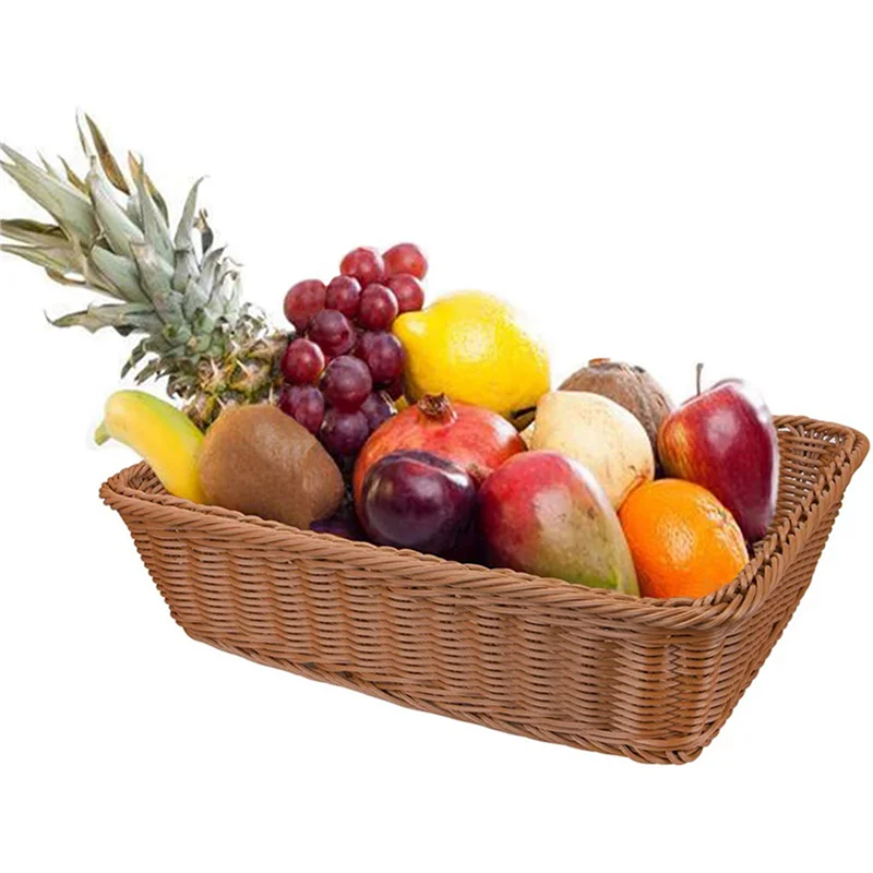 

6 Pcs Hand-Woven Rattan Woven Bread Basket,Wicker Food Serving Basket For Fruit,Vegetables,Home Kitchen,Restaurant,Etc
