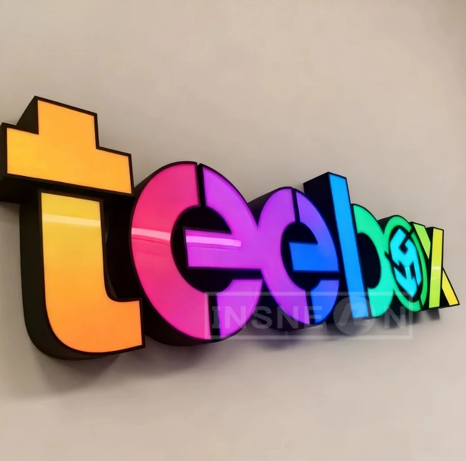 Custom Metal 3D Logo Sign Front Sign: LED Lit Pixel Advertising Indoor/outdoor Neon Bar Barber Shop Light RGB Custom Logo Sign