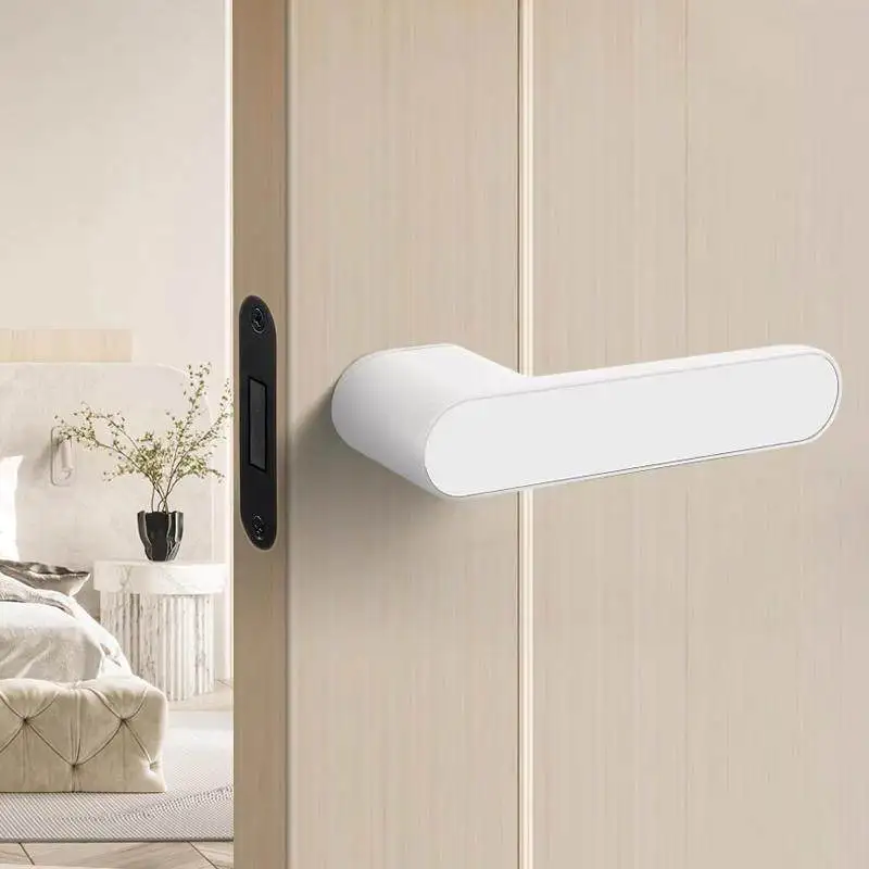 (1 Set) Cream Style Minimalist Magnetic Ecological Door Lock  Home Indoor Bedroom Door Handle One Line Lock Hardware Accessories