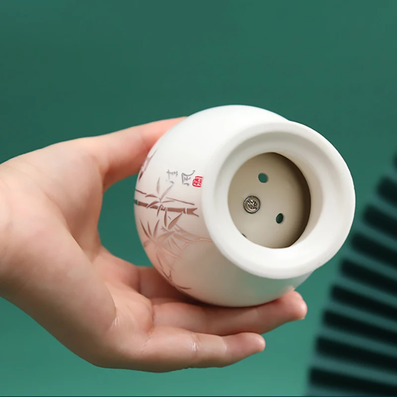 Ceramic Moxibustion Jar Dehua White Porcelain Scraping Cup Moxa Stick Burner Warm Acupoint Meridian Massage Hot Compress Therapy