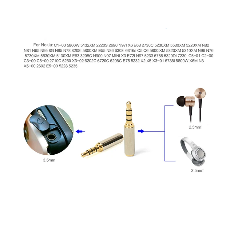 Jack 3.5mm için 2.5mm ses adaptörü erkek dişi fiş 2.5mm 3.5mm konnektör Aux hoparlör için kablo Stereo kulaklık kulaklık mikrofon