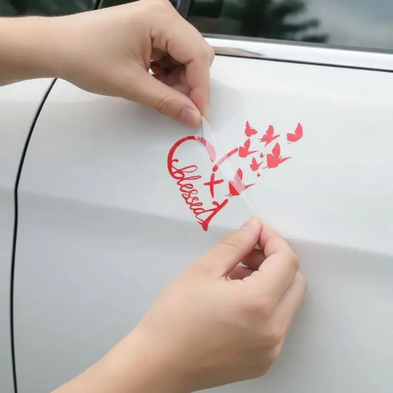 2Pcs Text Blessing Butterfly Decals Waterproof Scratch Cover Stickers for Car Rearview Mirror Exterior Decor