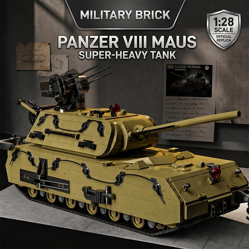 

Military Heavy Tank Panzer VIII Maus Building Blocks War Army Armored Vehicle Assembly Bricks Creative Toys Adult Gifts 3339pcs