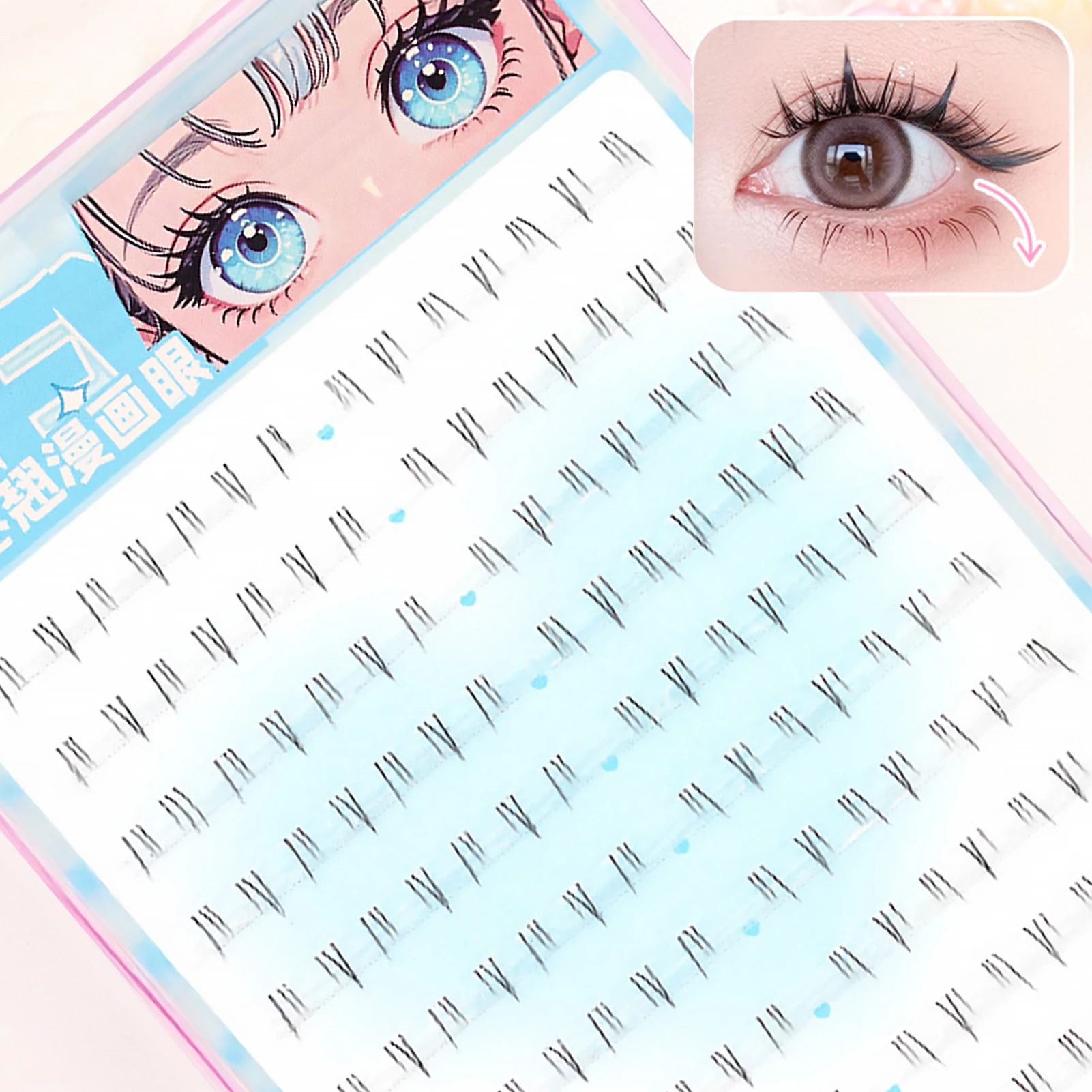 Self Adhesive Bottom Lashes No Glue Needed Reusable Under Eyelash Korean / Makeup DIY Individual Manga Lash Clusters