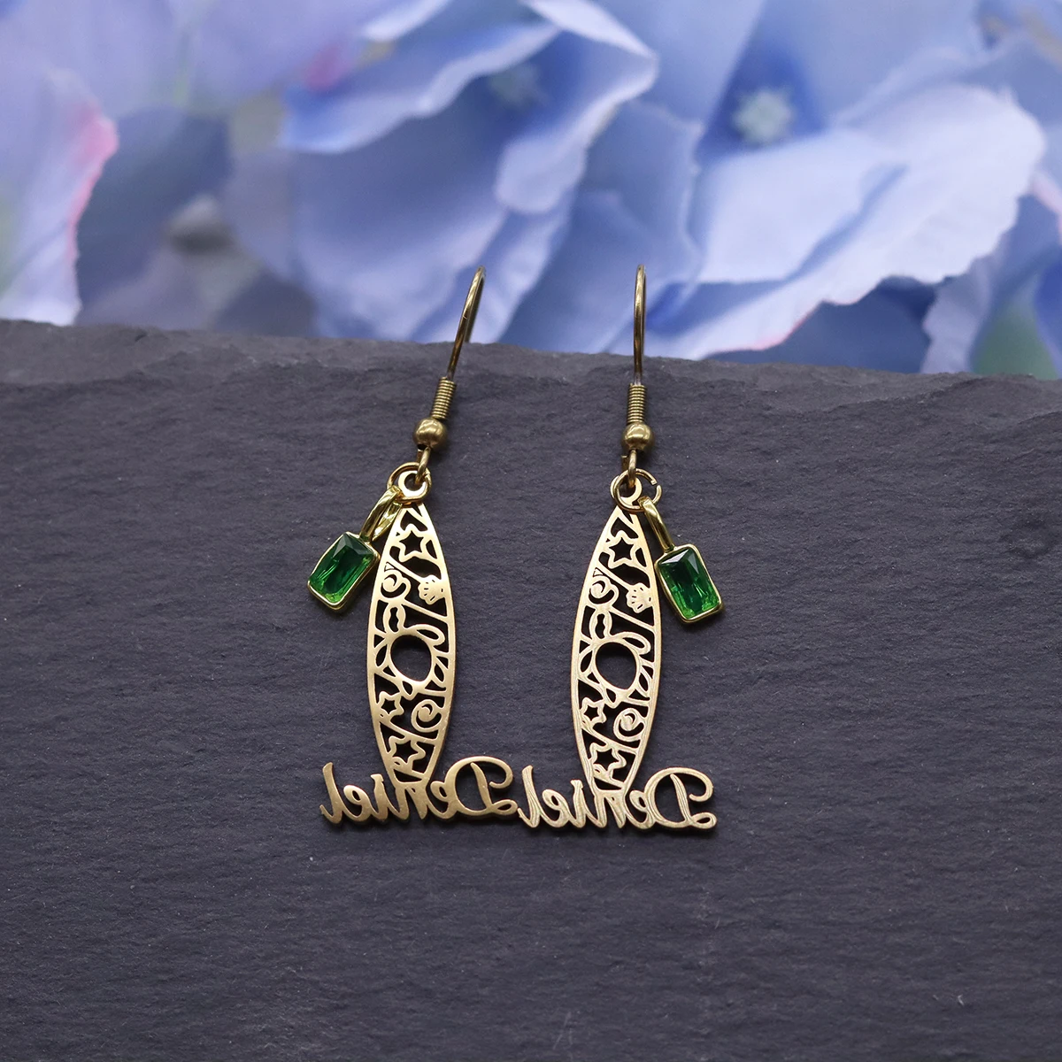 Chandler Custom Name Surfboard Earrings Vintage Bohemian Hollow Carved Dangle Gold Tone Geometric Jewelry for Women