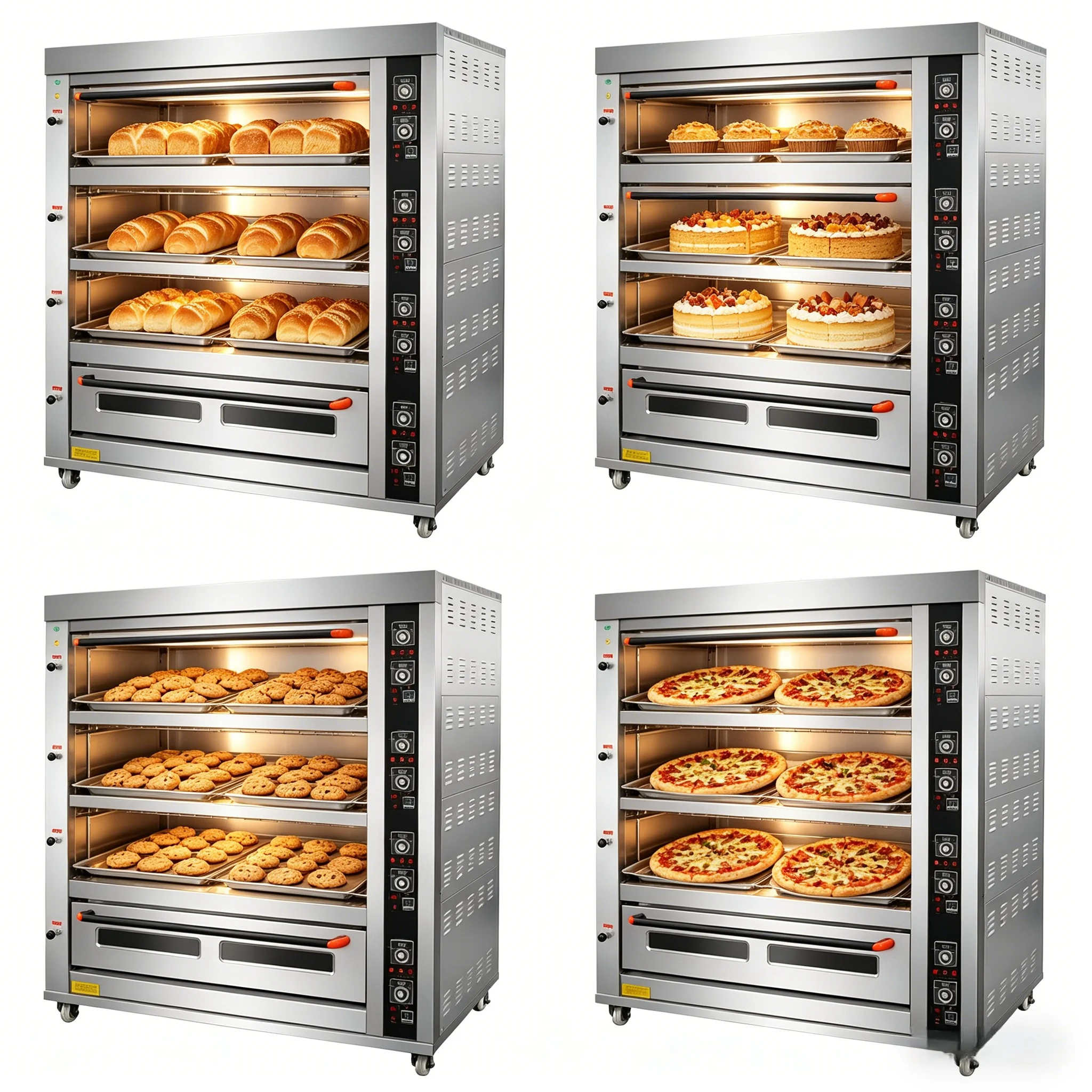 Stainless Steel Commercial Bakery Oven with Electric Convection Heating for Pizza Bread and Pastry Baking