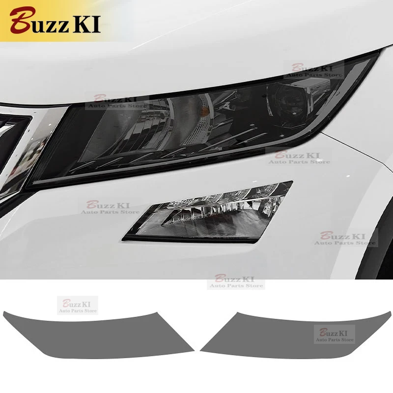 For Skoda Kodiaq 2016-2020 NS7 Accessories 2 Pcs Car Headlight Protective Film Front Light Transparent Smoked Black TPU Sticker