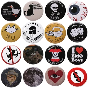 Tinplate Soft Button Pin Buchstabe Animal Goose Ich las Banid Bücher Katzen Metall Broocha 10 Hauptverkaufs -Top -Läden Schmuck - №8