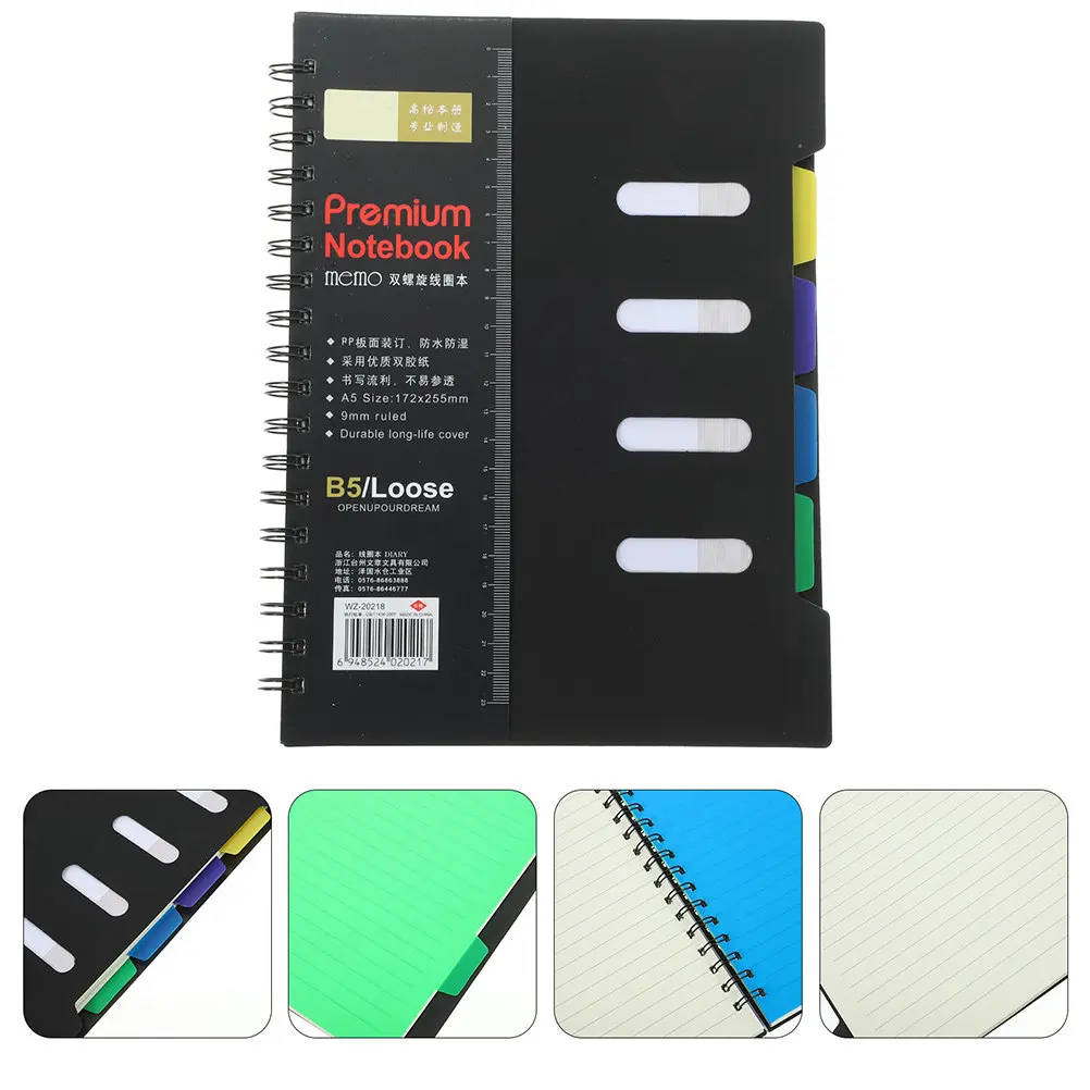 

Spiral Bound Classified Notebook with Tough Plastic Shell Water Proof Cover for School Office Business Diary Journal