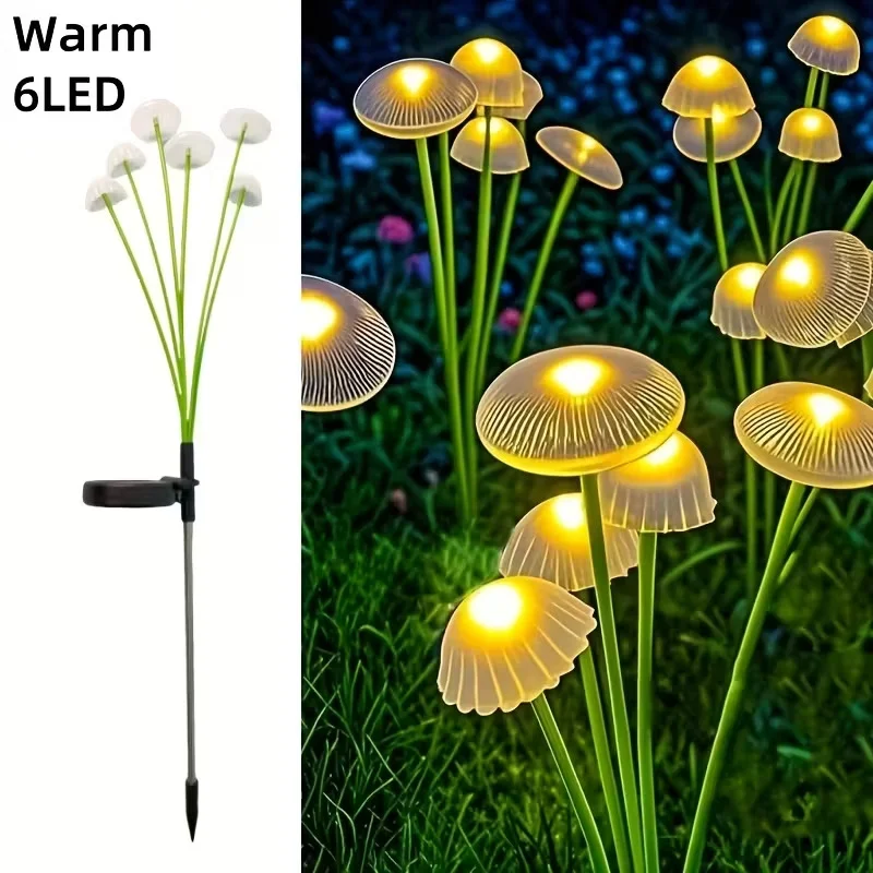 Solar-Gartenleuchten mit Dual-Modus LED, wasserdichte Solar-Pilzlichter für Garten, Terrasse und Wege – Quallen-Design für stimmungsvolle Gartenambiente – Detail 3