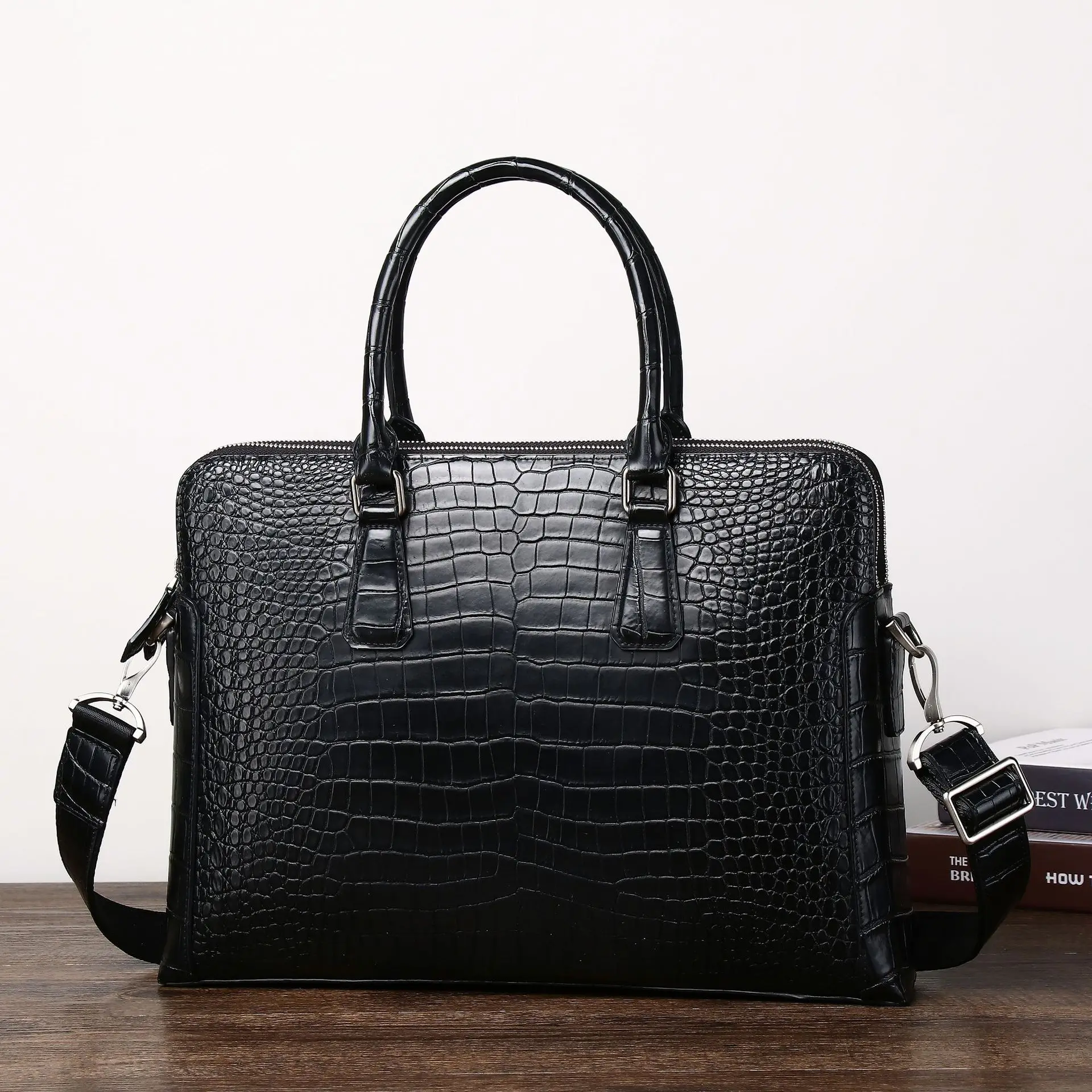 New Alligator Pattern Laptop Bags Genuine Leather Men's Briefcase Luxury Brand Male Handbags Men Messenger 14 Inch Computer Bag