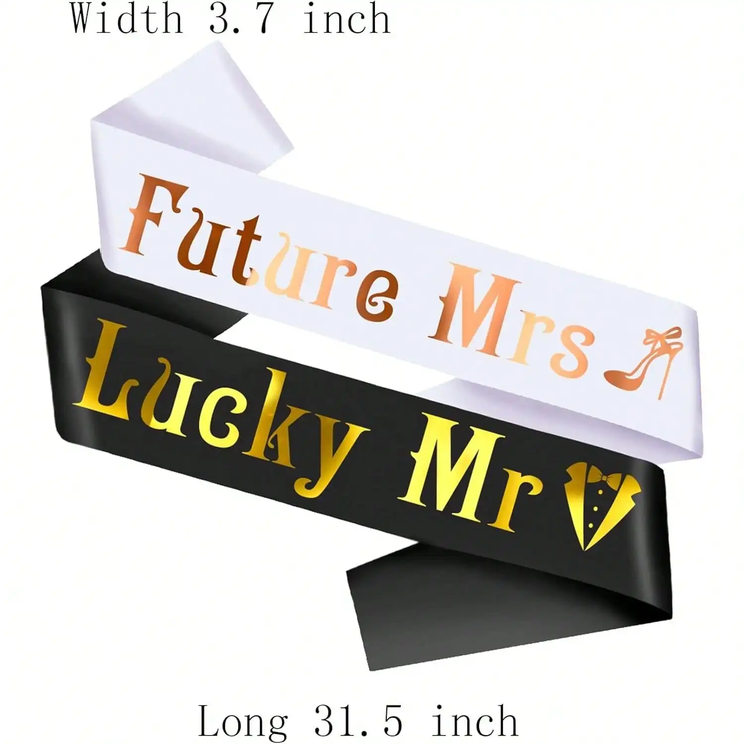 Future Mrs & Lucky Mr - Bride to Be Sash and Groom to Be Sash Kit, for Wedding Bridal Shower Party Decorations Engagement Gifts