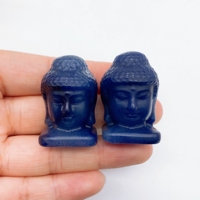 35mm Natural Blue Aventurine Yellow Calcite Buddha Figurine Crystal Stone Statue Crafts Reiki Healing Home Decor Souvenir Gift