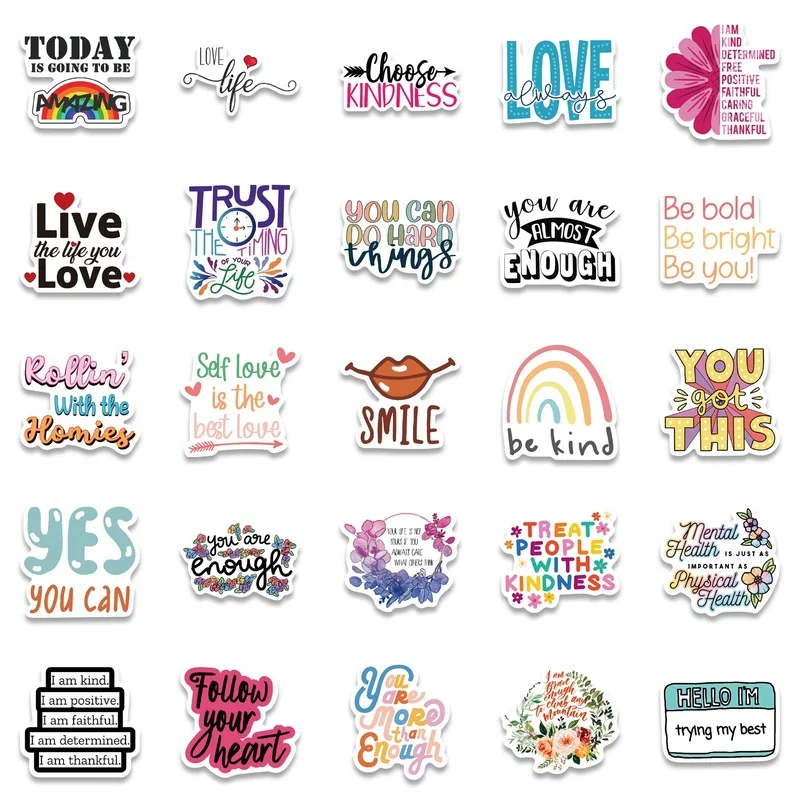 10/25/50pcs Inspirational Words Stickers Motivational Quote for Adults Teachers Laptop Water Bottles suitcase helmet phone