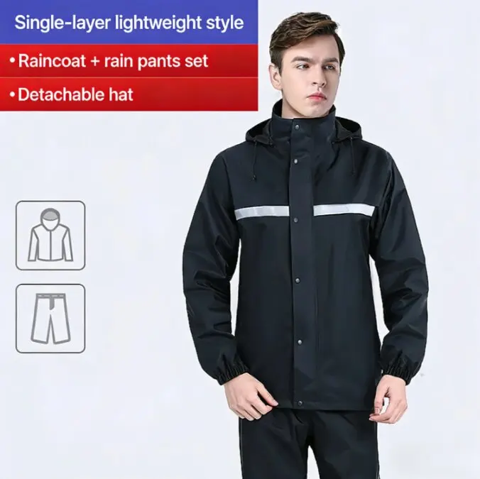 Full Body Raincoat And Rainpants Suit for Electric Bicycle & Motorcycle Reflective Split Design for Takeaway Riding rain suit