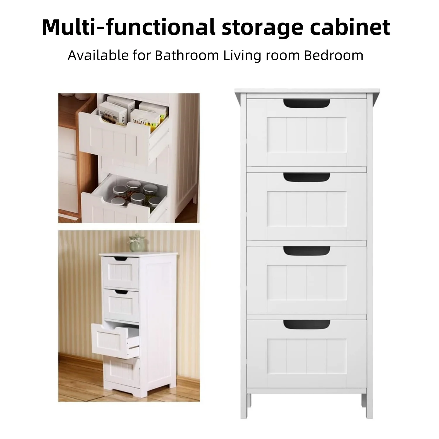 BRIEFNESS Bathroom Cabinet 4 Drawers Freestanding Storage Cabinet Bedside Cabinet 5-Drawer Cabinet Waterproof Easy to Assemble