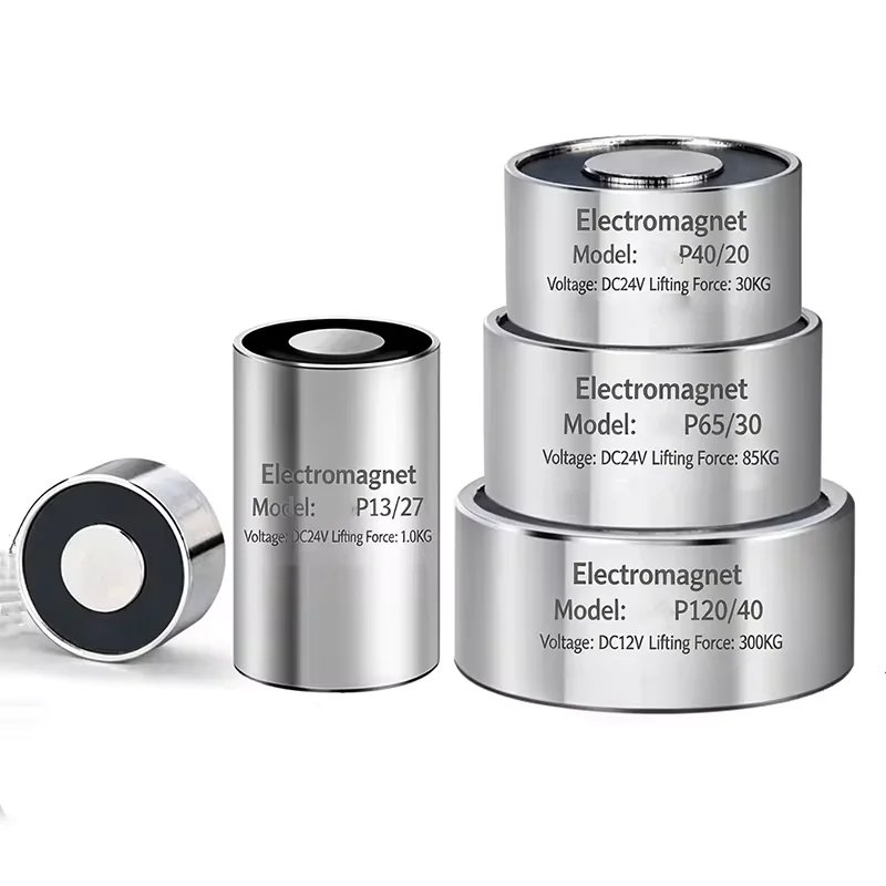 Sucker Type Circular Electromagnet With Suction Force of 0.3~120KG Miniature High-power 12V 24V DC Round Electromagnet