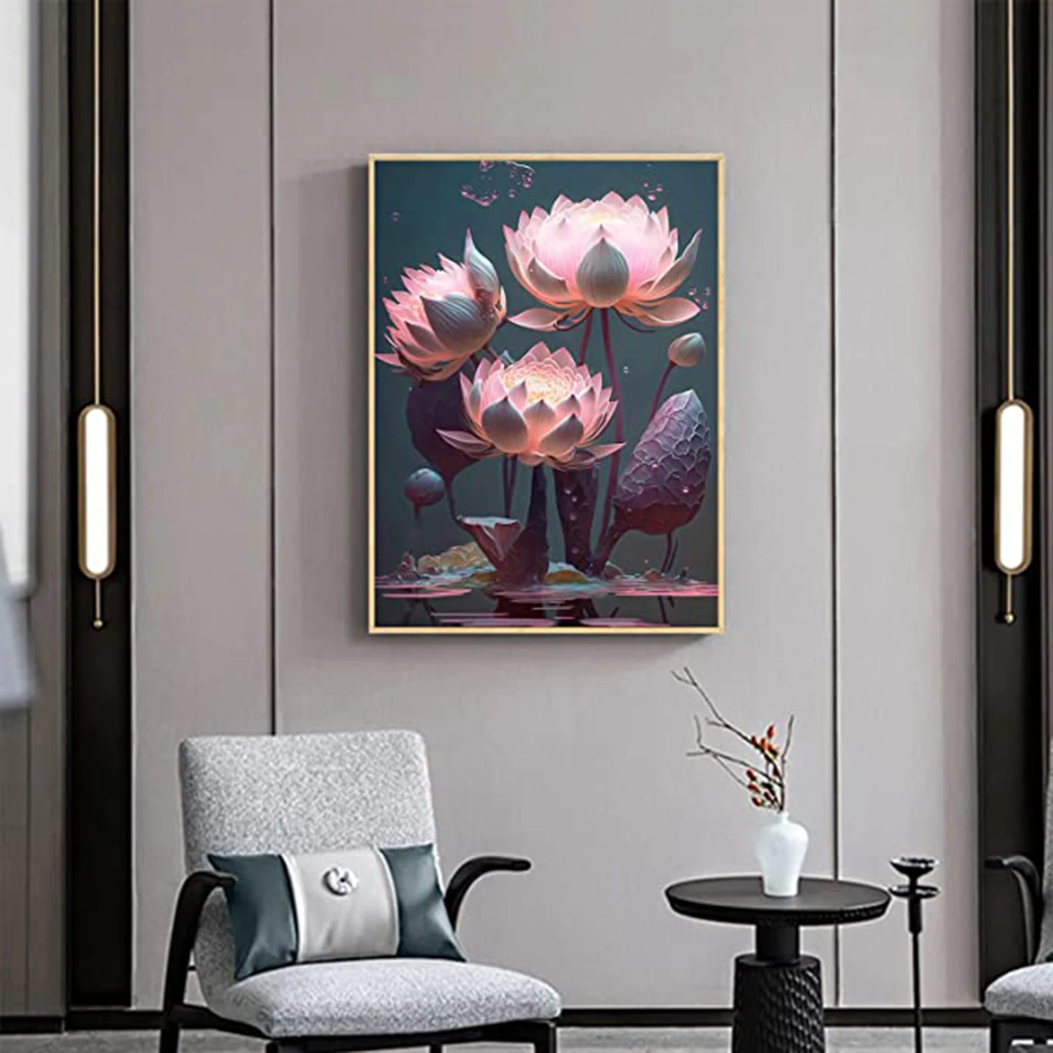 YI BRIGH Dynamic Lotus Flower Diamond Painting Full Square Diamond Round Diamond DIY Room Decorative Handmade