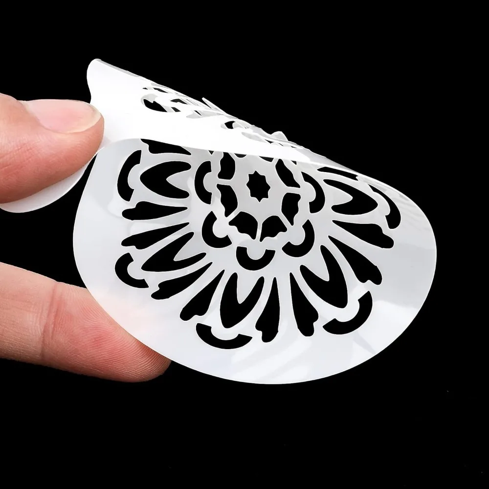 20Pcs Floral Mandala Coffee Latte Stencils, Round PET Template for Cappuccino Cocoa Powder Art & Coffee Surface Decoration