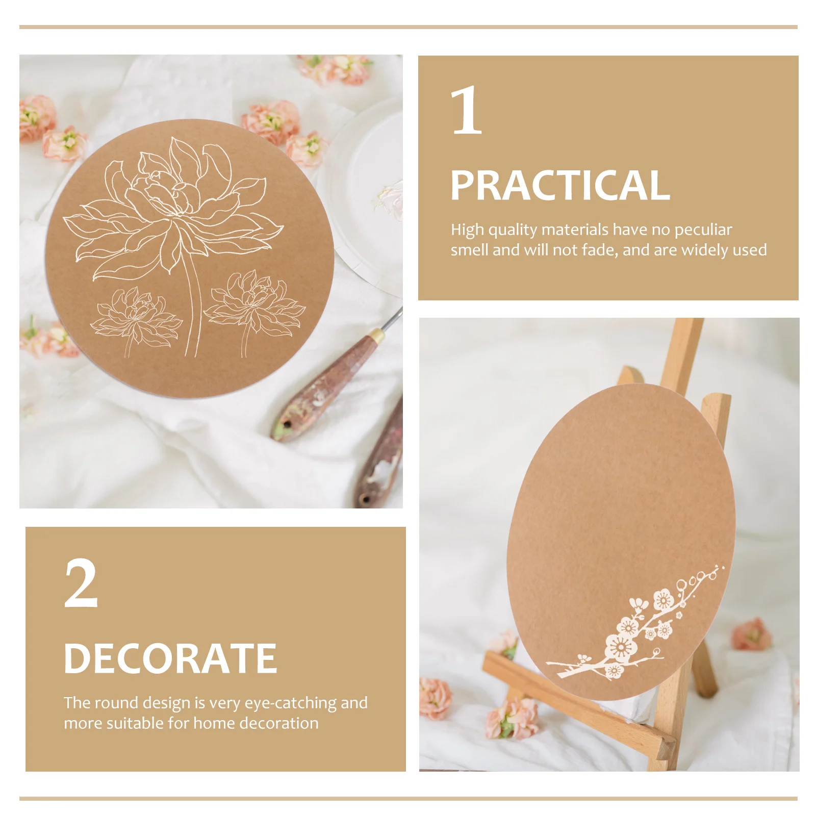 20Pcs Round Painting Cardstock Thick Paper DIY Calligraphy Drawing Decorations for Art Projects Wedding Birthday Christmas