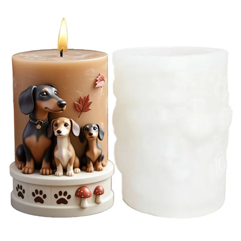 Dachshund Silicone Candle Mold, Cute Multi-Shaped DIY Wax-Making Tool, High Temperature Resistant and Easy to Demold, Dog and Pet Themed Handmade Candles