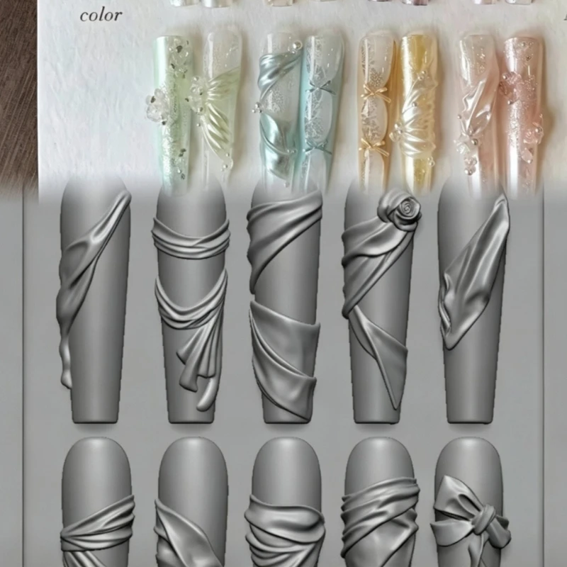 E0BF Art Mold Ribbon Shaped Template For Beginners And Experienced Manicurists Elegant Manicure Mould