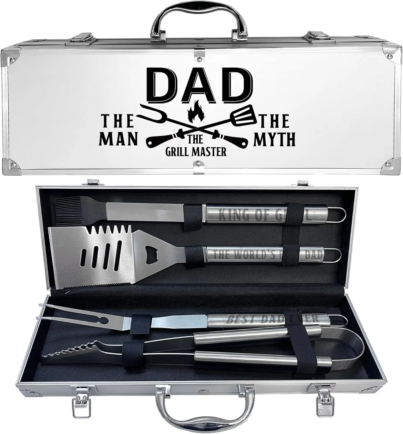 

Christmas Dad Gifts: Heavy Duty Grill Utensils Kit with Non-Slip Handles for BBQ, Birthday Present for Him