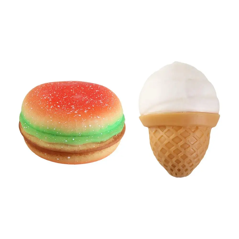 Jouet à presser Hamburger glacé mignon, jouet sensoriel TPR, Simulation de nourriture, Fidget 3D, jouet de décompression pour enfants