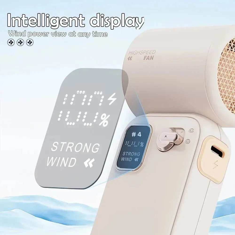 Mini Handheld High-speed Fan 10m/s Wind Speed Digital Display 3600mAh Battery Capacity USB Rechargeable Turbo Jet Violent Fans