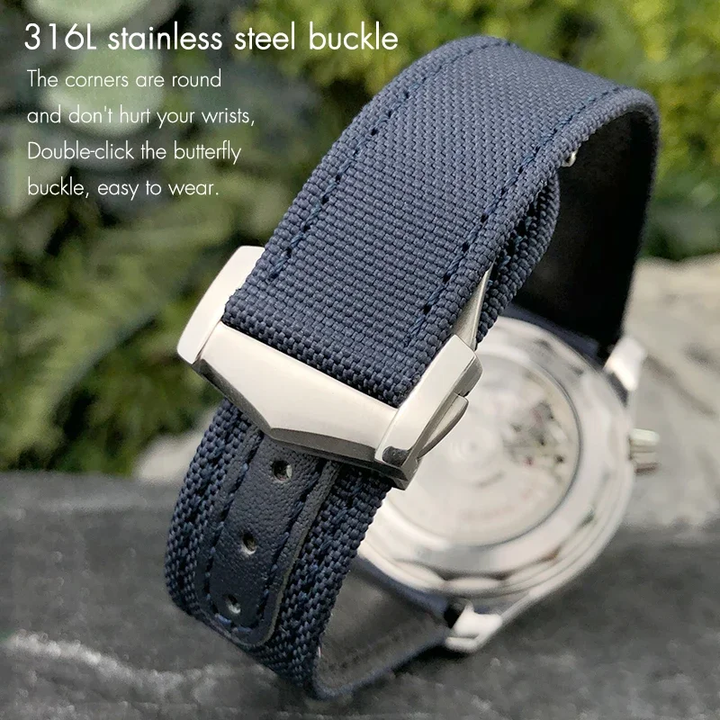 High Quality Nylon Leather Watchband 20mm 21mm 19mm Fit for Omega Seamaster AQUA TERRA 150 GoodPlanet GMT Curved End Watch Strap