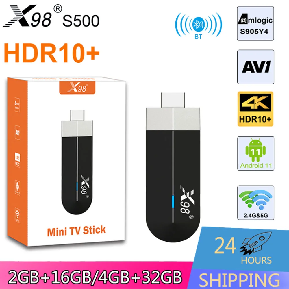 

X98S500 Smart Android TV Box Digital TV Stick Amlogic S905Y4 Android 11.0 2.4G&5G Dual WiFi 4K HDR10+ AV1 Ethernet X98S 500