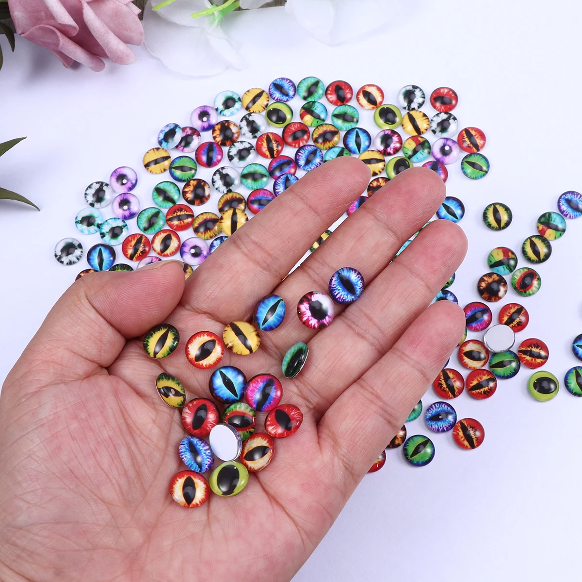 

200 Pcs Fluorescent Gem Patch Crystal Charm Buttons Craft Eyes Glass Eye Cabochons Dragon Jewelry Making Bracelets Multicolor