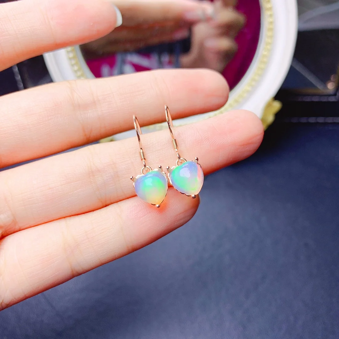 

Natural Opal Earrings Women's Silver 925 Earrings Women's Wedding Gems Free Shipping Earrings Sterling Certified Jewelry