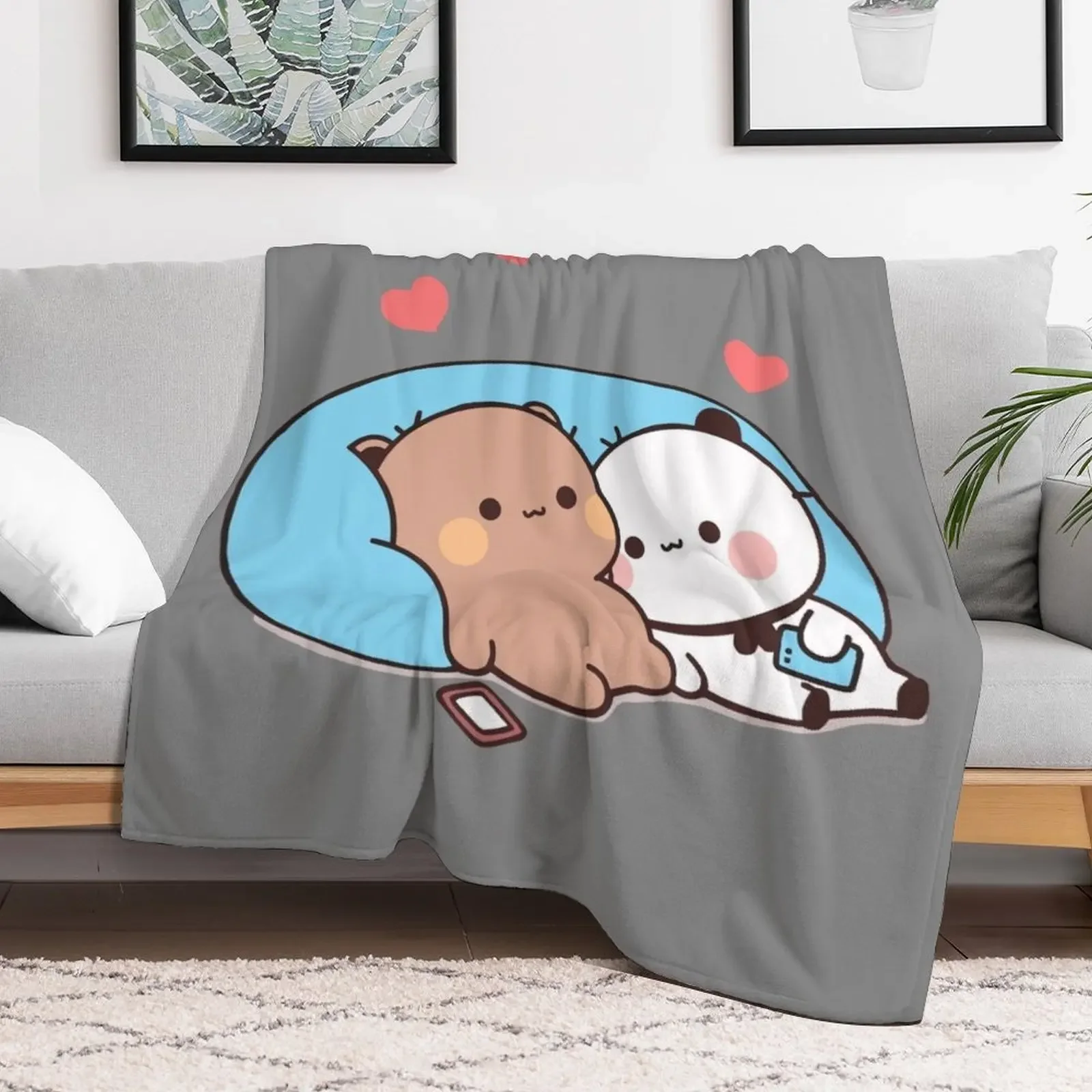 DuDu Bear and BuBu Panda’s night days?? Throw Blanket Nap Camping Blankets