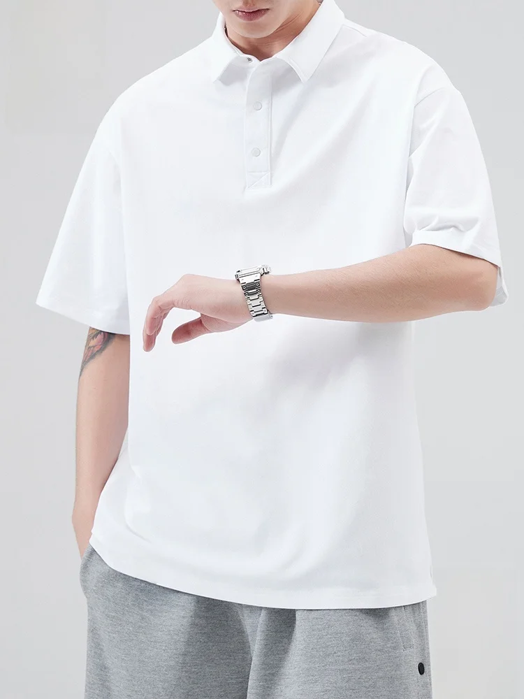 

Летняя модная универсальная футболка с воротником из смесового хлопка и полиэстера для повседневного отдыха