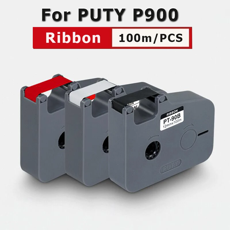 PUTY P900 Electronic Lettering Wire LINE Number Ribbons PT-90B PT-90W Waterproof Cable ID Heat Shrink PVCTube carbon coding tape