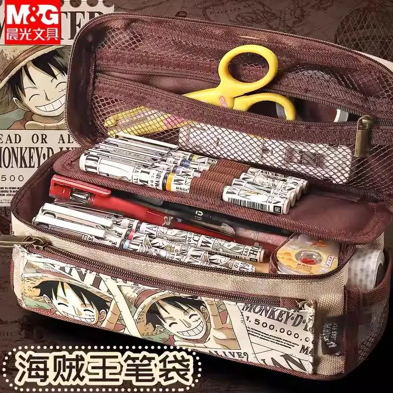 One Piece pencil case stationery box Luffy anime cartoon Zoro boys and girls large capacity personalized multi-layer pencil bag