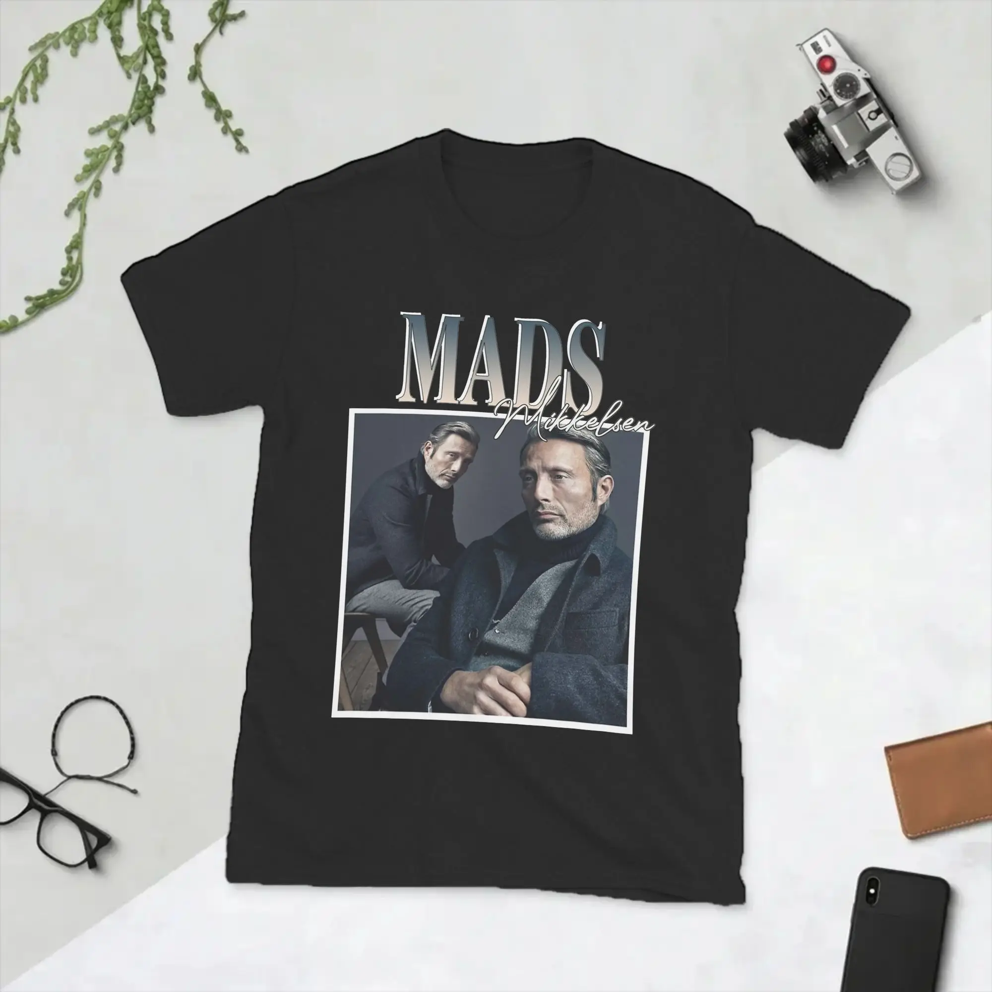 Mads Mikkelsen Actor Men's T Shirts  Funny Tee Shirt Short Sleeve Round Collar T-Shirts Pure Cotton Original Clothing