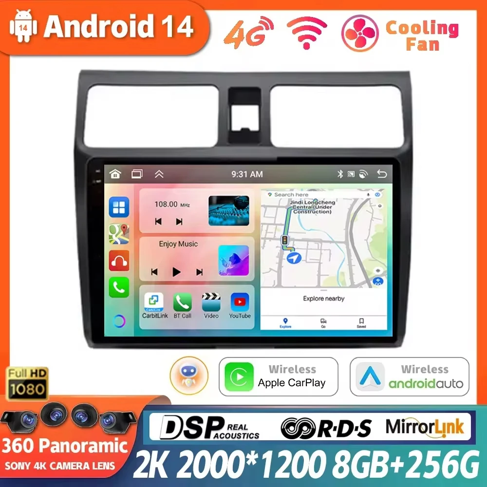 

Android 14 Wireless Carplay&Auto Radio for Suzuki Swift 2003 2005 2006 2007-2010 4G WIFI Car Multimedia Player Navigation GPS