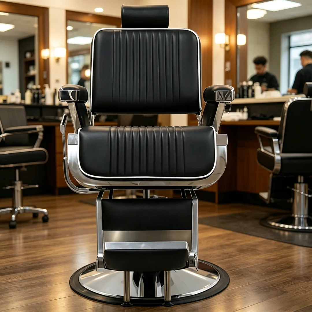 Metal Barber Chair, Adjustable Lifting Reclining Hairdressing Chair, Folding Shaving Facial Chair For Beauty Salon Barbershop