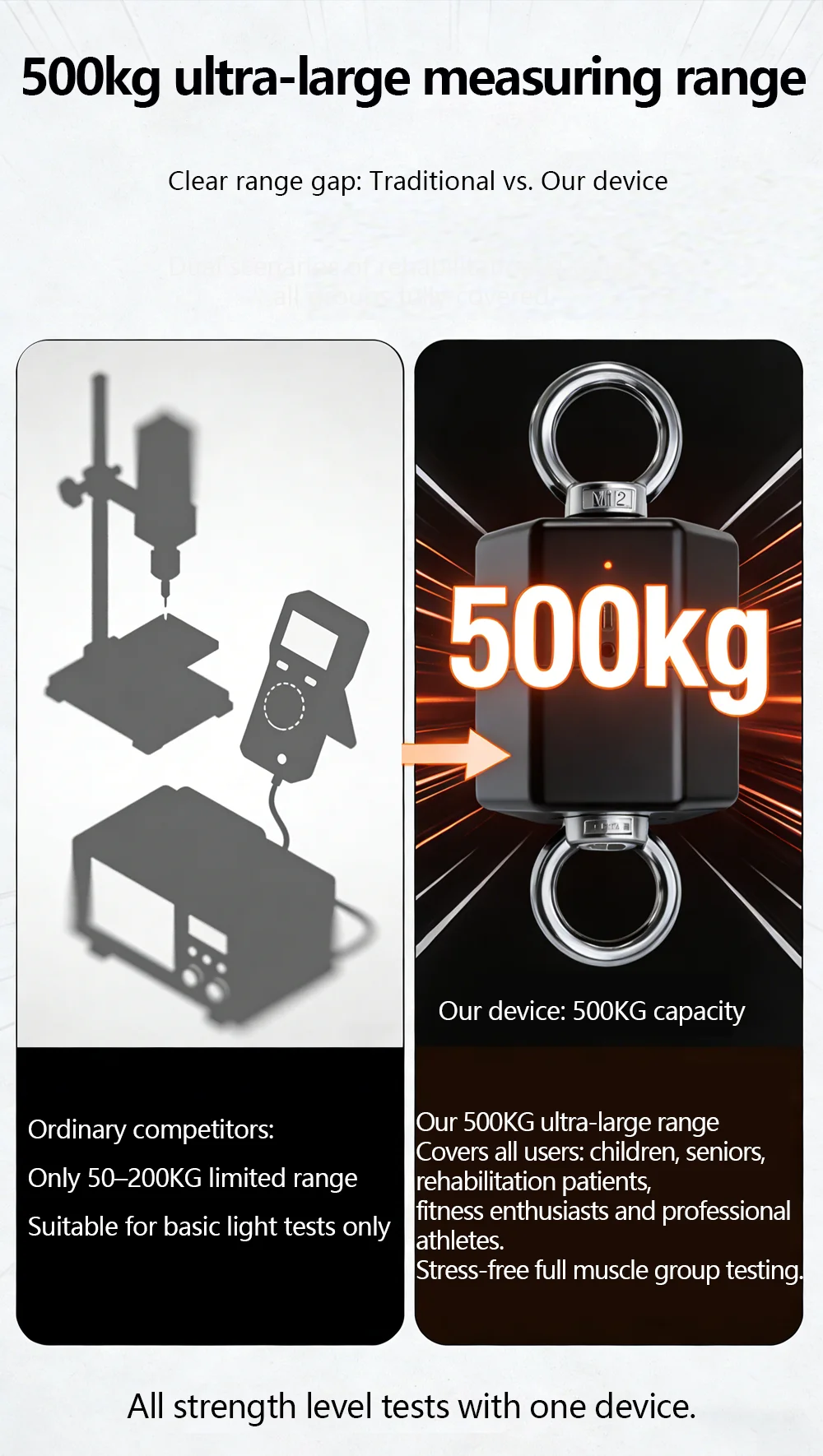 500kg Hochpräziser Isometrischer Kraftmesser Dynamometer Kraftsensor Push-Pull APP-Steuerung RFD Peak Force Paket 2 – Detail 3