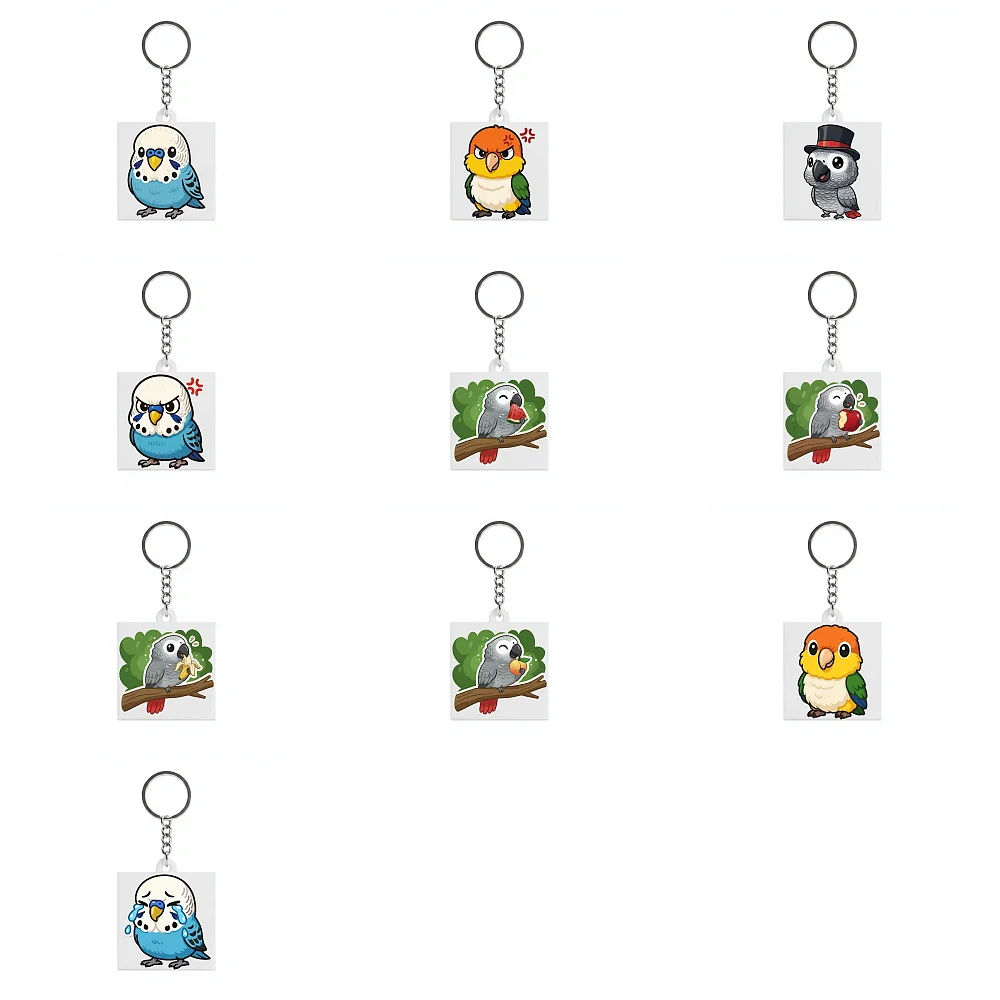 1pcs Cute Cartoon Parrot Keychains Rubber Bird Keyring Funny Animal Pendant for Bag Car Keys Gift Decor
